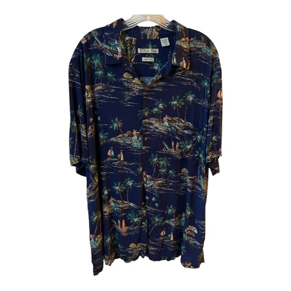 Batik Bay Men’s Hawaiian Shirt – Size 2XB – Rayon – Hula Dancers, Palm Trees, Su - Picture 1 of 5